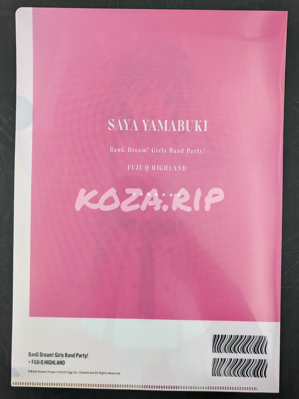 BanG Dream! × Fuji-Q 2022 - A4 Clearfile - Saya Yamabuki
