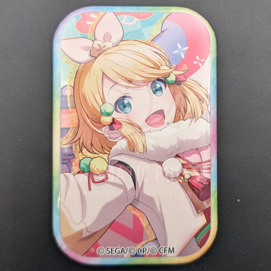 Project SEKAI - Square Can Badge - Rin Kagamine [Wonderlands×Showtime ver.] ("Happy New Year! Lion Dance Robot's New Year's Show!" trained ver.)